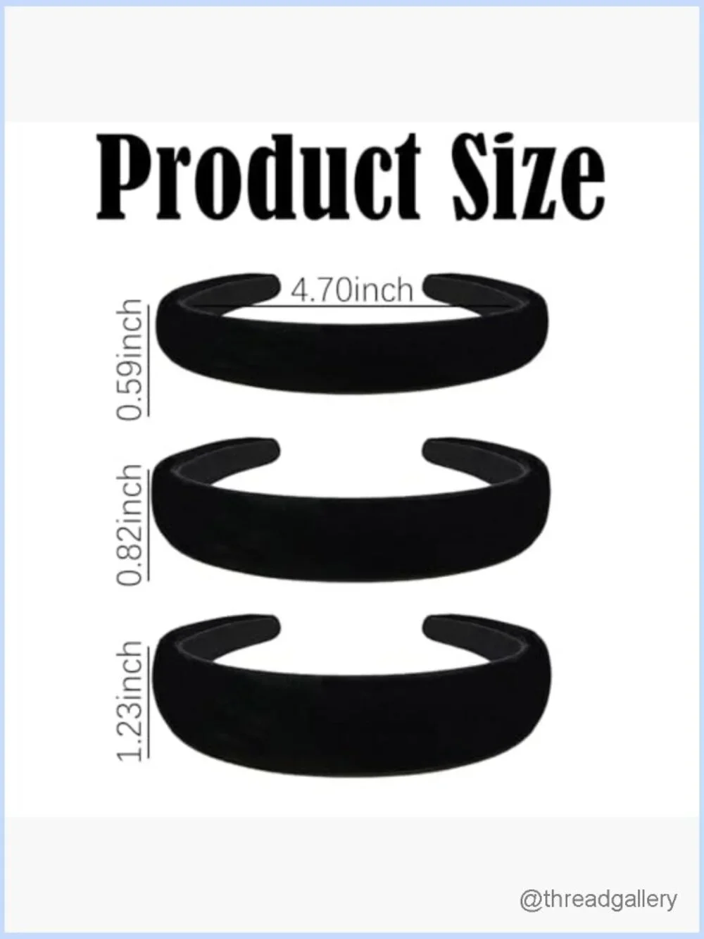 Set of 3 Thick Velvet Padded Headbands for Women